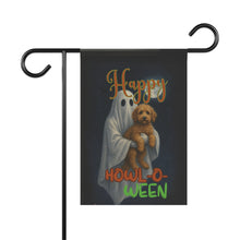 Load image into Gallery viewer, Halloween Garden Banner, Spooky Outdoor Decor, Fall Yard Flag, Pet Lover’s Holiday Sign, Ghost &amp; Dog Decoration

