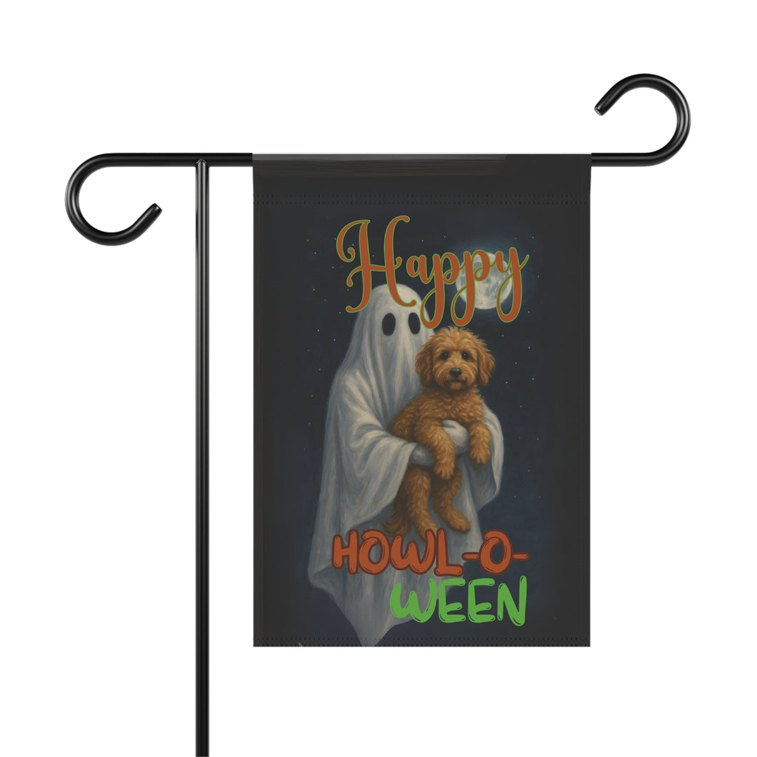 Halloween Garden Banner, Spooky Outdoor Decor, Fall Yard Flag, Pet Lover’s Holiday Sign, Ghost & Dog Decoration