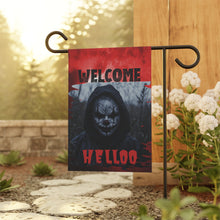 Load image into Gallery viewer, Halloween Garden Banner, Scary Welcome Sign, Spooky House Decor, Haunted Theme Decor, Outdoor Halloween Decoration
