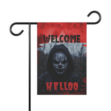 Load image into Gallery viewer, Halloween Garden Banner, Scary Welcome Sign, Spooky House Decor, Haunted Theme Decor, Outdoor Halloween Decoration
