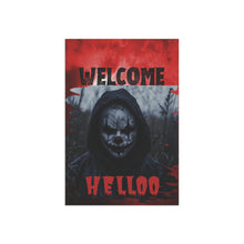 Load image into Gallery viewer, Halloween Garden Banner, Scary Welcome Sign, Spooky House Decor, Haunted Theme Decor, Outdoor Halloween Decoration
