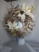 Load image into Gallery viewer, Elegant Ivory/Gold Winter Wreath
