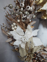 Load image into Gallery viewer, Elegant Ivory/Gold Winter Wreath
